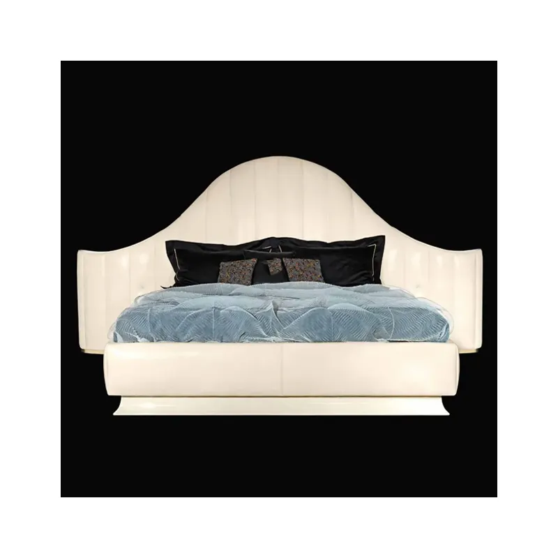 Lüks İtalyan Modern düğün tasarım otel basit yataklar Minimalist beyaz deri yatak kral