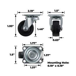 Roue pivotante en caoutchouc souple de 1-1/2 pouce, capacité de charge de 40 lb - Product Image 2