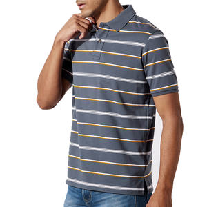 Camiseta de Manga Corta para Hombre, Tejida a Rayas, de Algodón 180g, Diseñada para Otoño e Invierno, Transpirable, Estilo Casual de Negocios - Product Image 3