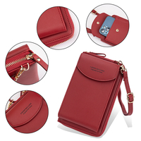 Tas Selempang Kapasitas Besar Baellerry Wanita, Dompet Ponsel RFID Layar Sentuh, Tas Selempang Mini Flap Wanita
