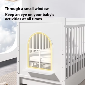 Khuyến mãi nóng: Giường cũi trẻ em gỗ trắng kiểu châu Âu 6 trong 1, có thể chuyển đổi, dành cho bé trai sơ sinh, giường sang trọng kèm bộ đồ giường - Product Image 4