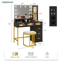 Meubles de chambre à coucher commode à lumière LED table de vanité avec miroir coiffeuse de maquillage en bois moderne