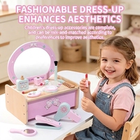 Ensemble de jeu de maquillage princesse en bois, kit de beauté et de déguisement, jouet éducatif Montessori pour filles