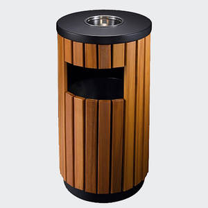 Açık kamu yuvarlak ahşap çöp çöp kutusu dışında bahçe geri dönüşüm çöp parkı büyük çöp yuvası çöp tenekesi küllük ile - Product Image 1