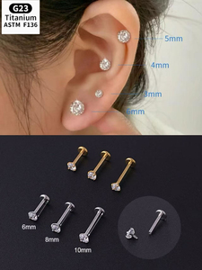 Pendientes <span class=keywords><strong>de</strong></span> titanio F136 con circonita <span class=keywords><strong>para</strong></span> bodas, varios tamaños, accesorios <span class=keywords><strong>de</strong></span> <span class=keywords><strong>piercing</strong></span> en <span class=keywords><strong>espiral</strong></span>, labret simple y brillante, anillo <span class=keywords><strong>para</strong></span> nariz y lengua. - Product Image 2