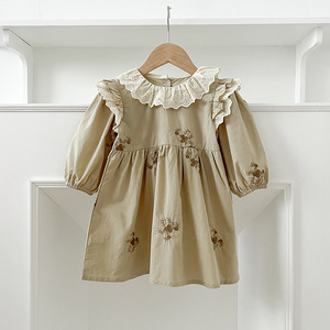 Abito Primaverile alla Moda con Ricami per <span class=keywords><strong>Bambina</strong></span>, <span class=keywords><strong>Vestito</strong></span> Verde a Maniche Lunghe con Fiori per Autunno, Abbigliamento Casual per Bambini, <span class=keywords><strong>Vestito</strong></span> da <span class=keywords><strong>Festa</strong></span> per Bimbe - Product Image 2