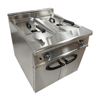 Friteuse électrique professionnelle en acier inoxydable à panier unique, 2 cuves, avec armoire et panneau de contrôle de température