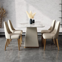 ATUNUS Table lumineuse en pierre de luxe légère, table en béton simple et moderne, tables et chaises de salle à manger rectangulaires haut de gamme