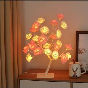 Rose Table Lamp 18/24led Romantic Flower Night <b>Light</b> Wedding Bedroom Indoor Christmas Decoration Rose Flower Bonsai <b>Tree</b> <b>Light</b> - Product Image 2
