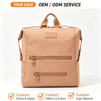 Sac à dos à langer compact personnalisé en néoprène avec porte-bouteille isotherme, attaches pour poussette, matelas à langer et accessoires de voyage pour mamans