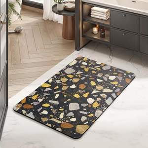 Tapis de bain en polyester super absorbant, séchage rapide, antidérapant, épais, couleur unie moderne, fabriqué à la machine, tapis de sol pour salle de bain, ajustement parfait - Product Image 3