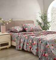 Hochwertige 3 Stück Mikro faser Tröster und Blatt Set Blumen Vintage Print Soft King Size Stitched Collection