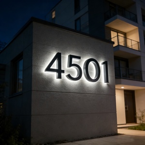 Numeri Civici LED Retroilluminati 12V <span class=keywords><strong>con</strong></span> Design Gratuito, Insegna Moderna 5V per <span class=keywords><strong>Indirizzo</strong></span>, Targhe per Porta d'Ingresso per Decorazione Casa - Product Image 6