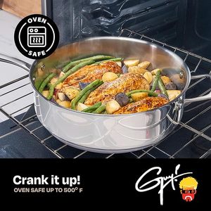 Geling, faible MOQ, ensembles de casseroles de cuisine en acier inoxydable, bonne vente, casseroles et poêles à <span class=keywords><strong>induction</strong></span>, compatibles four jusqu'à 500F - Product Image 5