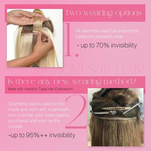 Moresoo 30 pollici Remy Hair umani extension nastro adesivo invisibile in colla diritta nera rimovibile e riutilizzabile stile dritto - Product Image 4