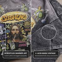 Camiseta Personalizada para Hombre, de Algodón 100%, Lavado Ácido, Efecto Desgastado por el Sol, Ecológica, Antiarrugas, Cuello Redondo, Impresión Gráfica DTG, Estilo Vintage