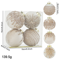 8cm Samt-Perlen-Weihnachtskugel-Set mit 4 Stück Luxuriöse Stoffbezogene Christbaumkugeln Weihnachtsbaum-Dekoration Festliche Party-Deko