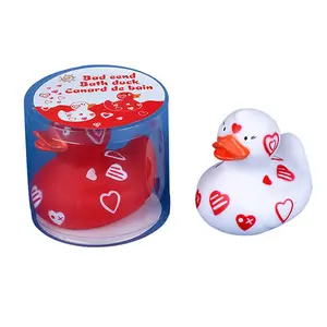 Heart Printing Rubber Baby Bath Floating Duck in PVC Box