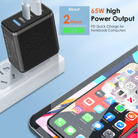 Cargador USB C GaN de 65 W con Carga Rápida PD QC 3.0, Adaptador de Teléfono con Cargador USB Tipo C para iPhone 15 Huawei