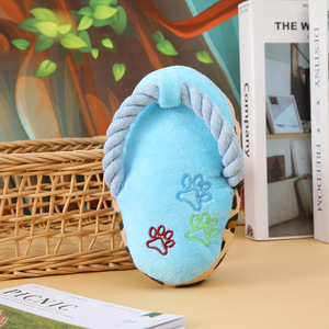 Produsen grosir mainan anjing ramah lingkungan berdecit mewah sandal tahan gigitan merangsang sendiri tali katun pembersih gigi - Product Image 6