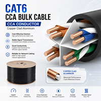 Cable CAT6 de 1 Gbps y 250 MHz para interiores, con revestimiento de PVC negro, cable Ethernet LAN con conductor CCA y separador cruzado para enrutador y switch de red.