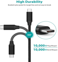 Cable de Carga Rápida USB C de 240 W y 5 A, Cable Tipo C Personalizado de Fábrica, 1 m, 2 m, 3 m, Cable Trenzado de Nailon PD 3.1, Cable USBC a USBC