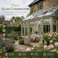 METGOOD Modern Double Tempered Double Glazed Low-E Glass Conservatory for UK Homes Villas Elegant Garden Sunroom Extension