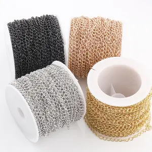 Ouro PVD cauda cadeia aço inoxidável extensão cadeia DIY para colar e pulseira