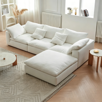 Ensemble de canapés modulaires sectionnels - Revêtement en chenille inclinable - Rembourrage en éponge - Design minimaliste - Cadre en bois massif pour salon