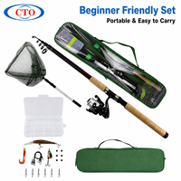 Kit de pêche tout-en-un CTO avec canne télescopique en verre de 2,7 m, moulinet XT3000 et accessoires pour la pêche en voyage