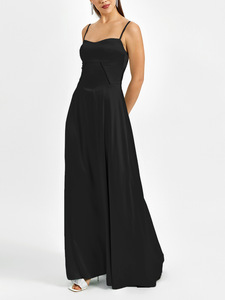 Abiti Eleganti <span class=keywords><strong>da</strong></span> <span class=keywords><strong>Sera</strong></span> per Donna, Vestito <span class=keywords><strong>Lungo</strong></span> in <span class=keywords><strong>Raso</strong></span> con Spalline Sottili e Collo Halter, Moda Chic Senza Maniche - Product Image 5