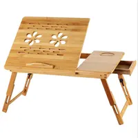 Table inclinable en bambou pour ordinateur portable, °, avec trou de refroidissement