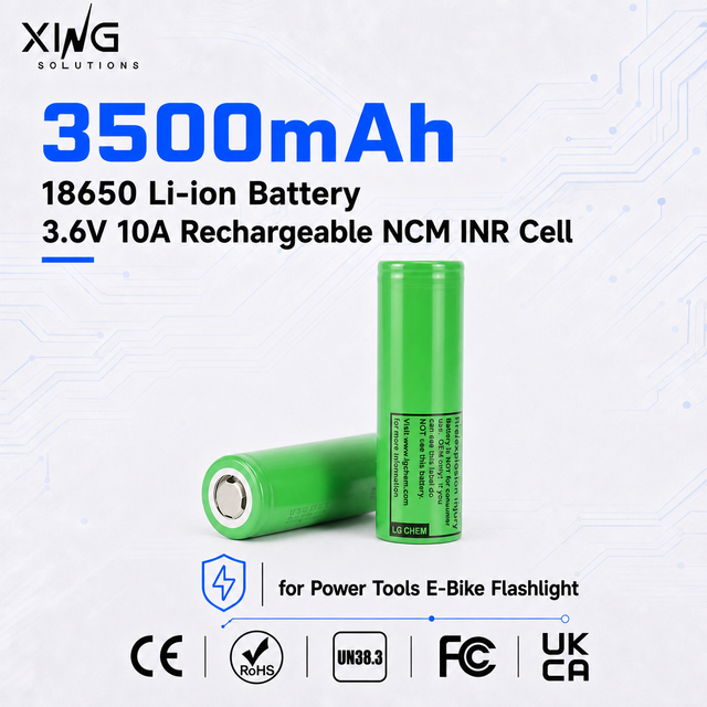 18650 Li-ion Battery 3500mAh 3.6V 10A Rechargeable NCM INR Cell for Power Tools E-Bike Flashlight