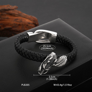 กำไลข้อมือหนังลายมังกร เงินทิเบต สไตล์พังก์ ลายสัตว์ประจำราศี แฟชั่นกำไลข้อมือ - Product Image 2