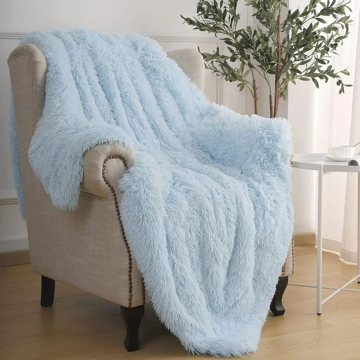 Di lusso in morbida pelliccia sintetica Sherpa in pile a doppio strato capelli lunghi Shaggy PV Plush coperta per letto King Size