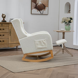 Fauteuils à bascule modulaires multifonctionnels pliables pour adultes et personnes âgées, salon, sherpa, meubles de maison modernes, dossier capitonné, pieds en bois - Product Image 2