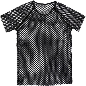Camiseta de malla transparente sexy de manga corta para hombre, estilo red de pesca, para discoteca, disfraz, camiseta interior, tops - Product Image 4