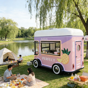 Camionnette alimentaire électrique rose avec design ananas, idéale pour les événements en plein air et l'utilisation dans les parcs - Product Image 1