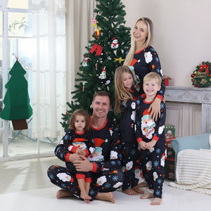 Hongbo alta calidad hombres niños Navidad pijamas Pijamas mujer Pijamas cuello redondo diseño transpirable a juego familia Navidad Pjs - Product Image 3