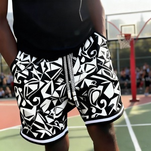 Men Active Wear Print Knee 5 Inch Inseam Custom Sublimation Streetwear Double <b>Layer</b> Basketball Mesh Shorts Manufacturer - Product Image 2
