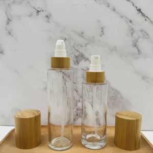 Empty Bamboo Cosmetic Packaging 30ml 50ml 60ml 80ml 100ml 120ml Fine <strong>Mist</strong> Lotion Frosted Glass Spray <strong>Bottle</strong> with Wood Bamboo Lid - Product Image 5