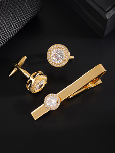 Ánh sáng sang trọng mới của nam giới tất cả các trận đấu kim cương nạm phù hợp với Khuy măng sét và tie clip Set - Product Image 6