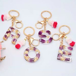 Cadeau promotionnel, <span class=keywords><strong>porte</strong></span>-clés en résine florale fait main, <span class=keywords><strong>porte</strong></span>-clés avec initiale en fleurs, pour un cadeau de la Saint-Valentin - Product Image 1