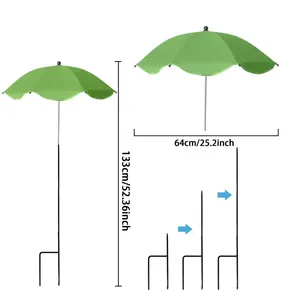 Parasol droit moderne de 64 cm en tissu nylon 190T à armatures en fer, à commande manuelle, pour jardin, <span class=keywords><strong>lit</strong></span> de jardin, plantes en pot, cour, protection solaire - Product Image 6