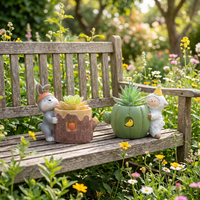 Pot de fleurs créatif en résine en forme d'animal de la forêt avec trou de drainage, mini pot de fleurs à personnage pour décoration de jardin intérieur et extérieur