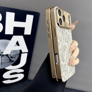 Étui en cuir PU à motif léopard tendance pour <span class=keywords><strong>iPhone</strong></span> Air <span class=keywords><strong>11</strong></span> 12 13 14 15 16 17 Pro Max, placage, protection intégrale, antichoc - Product Image 3
