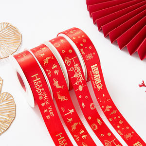Ruban rouge en polyester lavable écologique Zexiao ASD041 avec feuille d'or pour le Nouvel An, caractères Fu Xi, cadeau de Nouvel An - Product Image 3