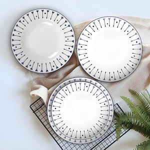 Assiettes décoratives en porcelaine fine de style campagnard français, motif <span class=keywords><strong>pissenlit</strong></span> bleu, pour événements - Product Image 4