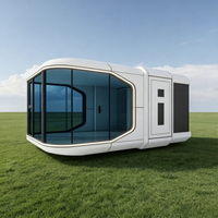 Casa Capsula Spaziale Quadrata Futuristica e Traspirante, Cabina Lounge Moderna, Unità Mobile con Pannelli Sandwich, Bar e Caffè all'Aperto