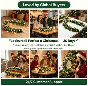 <span class=keywords><strong>Guirlande</strong></span> de Noël avec lumières LED, aiguilles de pin floquées, verdure artificielle pour cheminée, escalier, décoration de fêtes, durable et réutilisable - Product Image 6